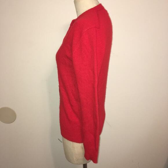 Neiman-Marcus Red 100% Cashmere Cardigan Sweater S - Picture 4 of 9